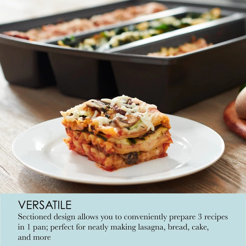 Chicago Metallic Professional Lasagna Trio Pan, Perfect For Loaf Bread