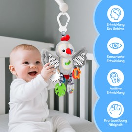 MPQMPQ Baby Toy 0-6 Months Hanging Rattle Toy Baby Toy Car Seats Pram Children's Beds Plush Animal Activity Toy Gift for Newborns 0 3 6 9 12 18 Months (Parrot)