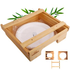 10 inch - Paper Plate Dispenser and Organizer - includes 10 plates - for cabinets and kitchens, natural and ecological bamboo material