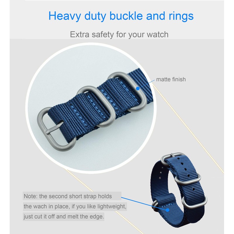 19mm 青 弾道ナイロン 腕時計ベルト ワンピース 簡単交換バンド