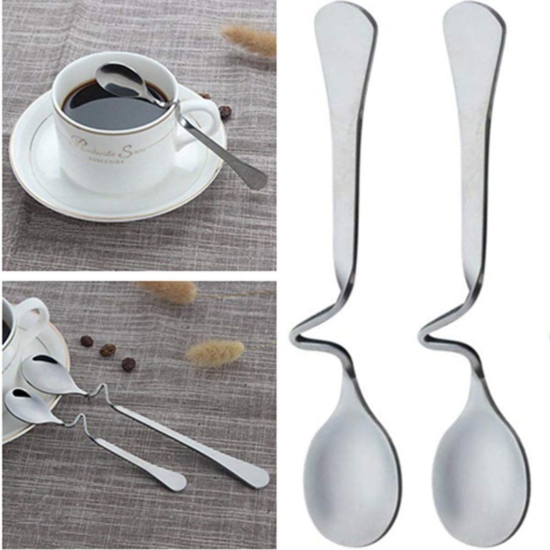 Beetoo Pack Stainless Steel Hanging Coffee Spoon Creative Bending Handle