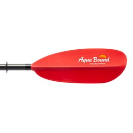 AQUA BOUND Sting Ray Hybrid Kayak Paddle - Carbon Shaft/Composite Blade, 2 Piece (Posi-Lok), Sunset Red, 240 cm