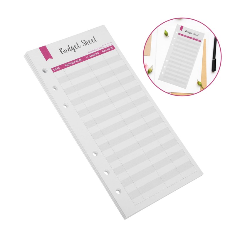 TEHAUX 1set Budget Planner Refills Thick Punched Expense Tracker Sheets