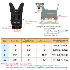 Pawaboo Pet Carrier Backpack, Adjustable Pet Front Cat Dog Carrier Backpack Travel Bag, Legs Out, Easy-Fit for Traveling Hiking Camping for Small Medium Dogs Cats Puppies, Extra Large, Black