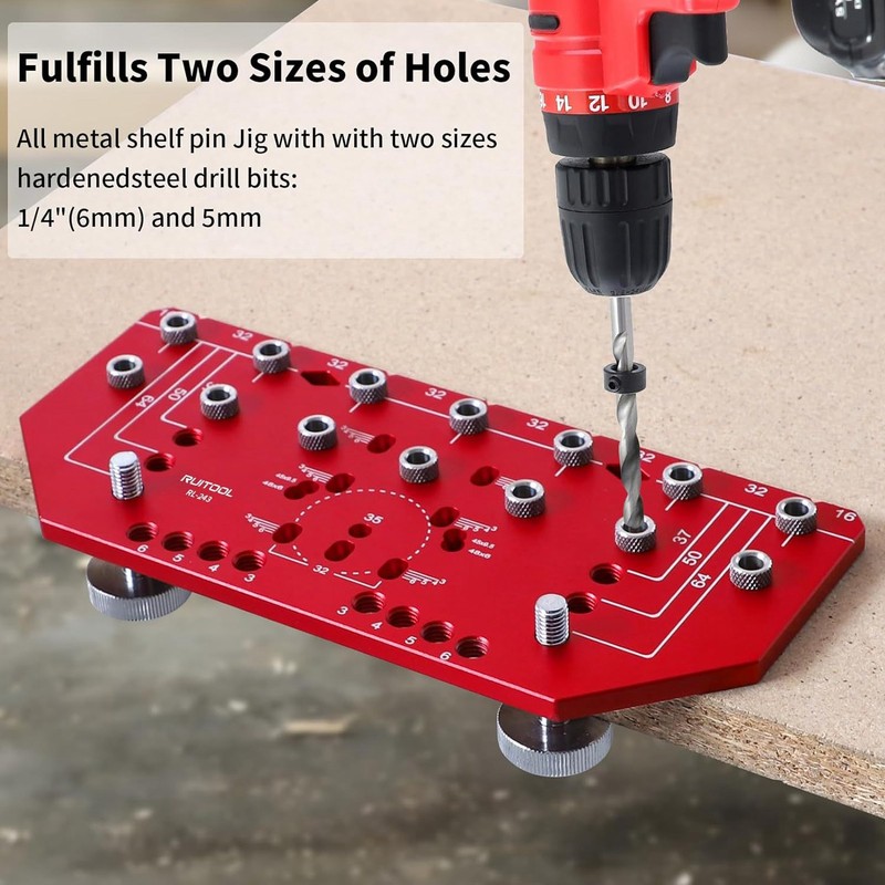 Shelf Pin Drilling Jig 2 in 1 35mm Aluminum Alloy