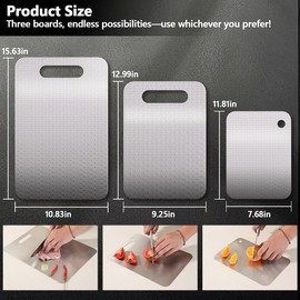 Honeycomb Stainless Steel Cutting Boards 3-Piece Set - Non-Slip Design Reduces Scratches, Perfect for Meat, Veggies & Fruits (3 Sizes, Dishwasher Safe)
