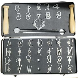 Wood Branding Iron Set, 104 Pieces, 1 Inch Characters with 10 Inch Handle, for Steak, BBQ, Leather (38)