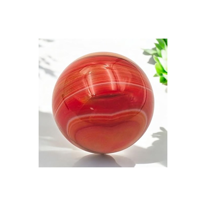 Pandiui23 Natural Polished Red Agate Ball, Polished Crystal with Energy