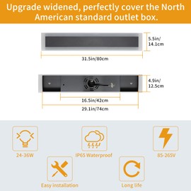 Upgrade Widened 2 Pack Modern Outdoor Wall Light Fixture, 23.6inch Long Linear LED Sconces, 3 Color 3000K/4500K/6000K, IP65 Waterproof, 24W, White Acrylic, Exterior Lighting for House, Patio, Garage