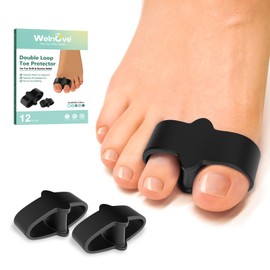 Welnove Welnove Pack of 12 Bunion Corrector, Toe Separators with 2 Loops, Big Toe Spacer Suitable for Bunion and Overlapping Toe (Black)