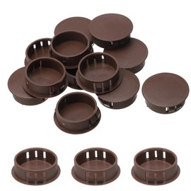 sourcing map 12pcs Nylon Plastic Hole Plugs, 1-1/5"(30mm) Round Drill Screw Hole Plugs Covers Knockout Locking Plastic Plugs Insert End Caps for Kitchen Cabinet Furniture, Dark Brown