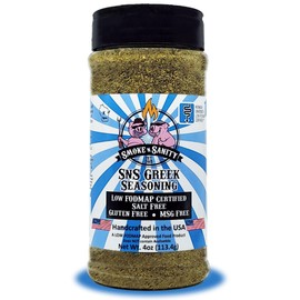 Smoke n Sanity SnS Greek Seasoning - Monash Certified Low FODMAP - Salt Free - Gluten Free - Certified Kosher - Dairy Free - Low FODMAP Food - Vegetarian (4.0 oz Shaker)