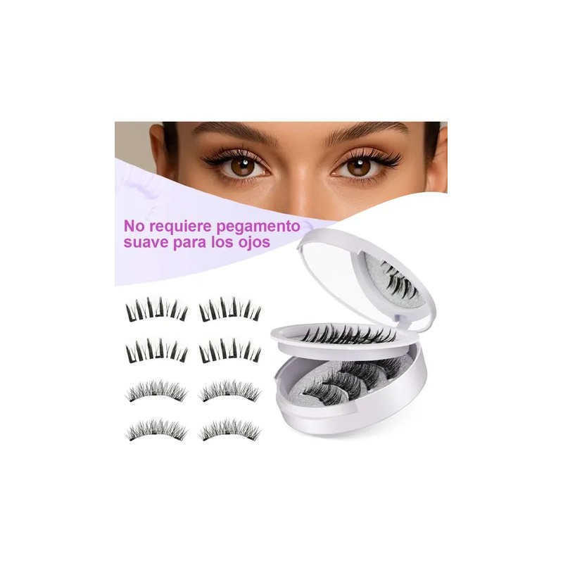 2 Pares Pestañas Postizas Naturales Magnética Reutilizable