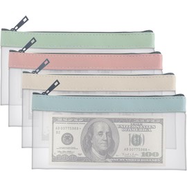 4Pcs Money Bags with Zipper - Durable Money Saving Wallet for Coin Storage, Check Organizing, Receipts, and Savings - Perfect as Cash Wallet or Tool Pouches
