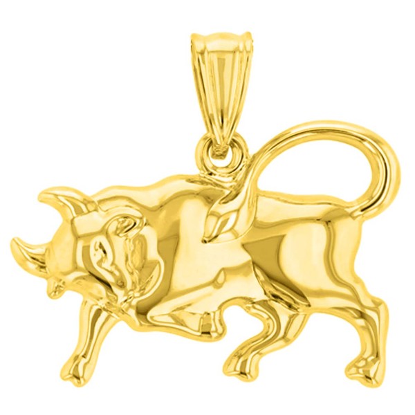 High Polish 14k Yellow Gold 3D Taurus Zodiac Sign Bull