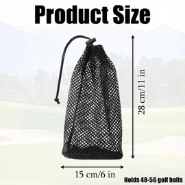 Mwrenqei Golf Ball Bag Sack Nylon Golf Ball Mesh Bag Black Golf Mesh Drawstring Bag Golf Ball Net Pouch for Tennis Pickleballs Golf Balls Storage Holder Accessory