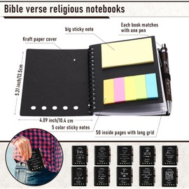 Kosiz 20 Pcs/ 10 Set Christian Gift Set prayer journal Spiral Notebook Bible Verse Pens Religious bible notebook with Sticky Notes Church Gifts Bulk for women men Christmas (Black)