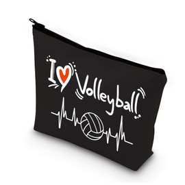Volleyball Lover Makeup Bag for Women Girls Volleyball Player Gift Volleyball Team Gift I Love Volleyball Travel Pouch (I Love Volleyball BLCA)