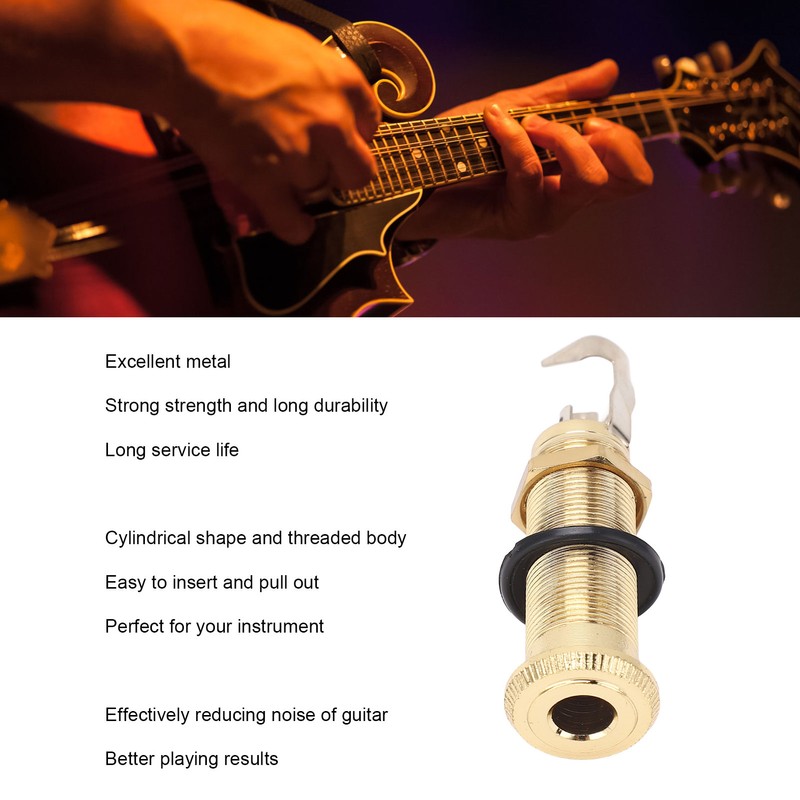 Guitar End Pin Jack Socket Threaded Metal 6.35mm for Bass