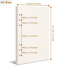 A5 Blank Paper, A5 Refill Paper, A5 Filler Paper, 6 Hole Punched Blank Paper Refills for A5 Filofax Planner, Folders, Journals, Notes, 80 Sheets/160 Pages, 14 x 21 cm, Beige (1)