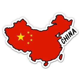 Squiddy China Map with Flag - Vinyl Sticker Decal for Phone, Laptop, Water Bottle - 3"