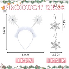 1 Piece Snowflake Headband and 1 Pair Snowflake Earrings, Cute Headband, Party Costume Accessories, Winter Theme Jewellery