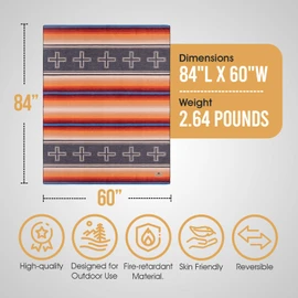 Chubbuck 100% Wool Blanket Camping (60" x 84") - Large Warm Blanket for Camping, Emergency, Outdoor Concerts and Home Use - Reversible, Fire Retardant, Soft and Warm Blankets for Winter (Zion)