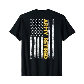 Army Retired Military Army Thin Goldline American Flag Women Men T-Shirt