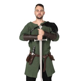KAVIKO Medieval Tunic for Men - Linen-Cotton Blend (Breathable, Durable) Renaissance Shirt - Ren Faire Garb (XL) Hunter Green, Hunter Green, Medium