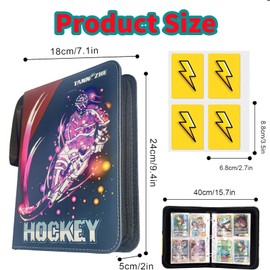 Trading Card Album Binder 4 Pocket,50 Removable Sleeves Fits 400 Cards, Cards Holder Album PU Leather Folder with Zipper and strap for Game Cards,Book Folder Storage Organizer for Boys Girls (Blue)