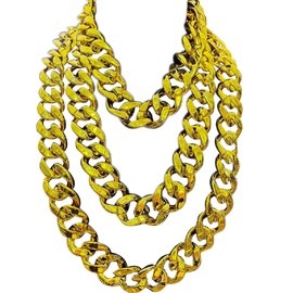 Fuqimanman2020 Chunky Faux Gold Cuban Link Necklace Big Plastic Collar for Men Women Hip Hop Rapper Night Club Punk Outfits Costume Statement Jewelry-90CM