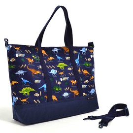 N0911500 Lesson Bag with Gusset, Picture Book Bag, Handbag, Discovery! Exploration! The Dinosaur Continent, Navy