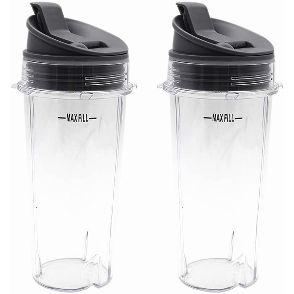 2X 16oz Single Serve Cup with Lids for Nutri Ninja BL660 BL663 BL740 BL770 BL771 BL772 BL780 BL810 BL820 BL830 Blenders