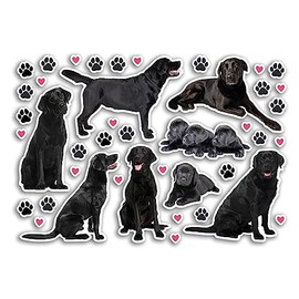 A5 Sticker Sheet Black Labrador Vinyl Stickers - Dogs Puppy Animals Scrapbooking Travel Decoration Label Friend Girls Boys Aesthetic #80802