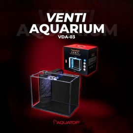 Aquatop Venti Professional Showcase Glass Aquarium Kit, 2-Gal – All-in-One Freshwater with LED Light - Breza Air Pump & Replaceable Filter Cartridge