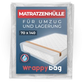 WRAPPYBAG Mattress Cover Waterproof - Protective Cover for Mattresses - Mattress Storage Cover for Moving, Storage & Transport - 70 x 140 cm