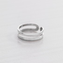 Silpada 'Parallel' Open Double-Band Midi Ring in Sterling Silver, Size 5