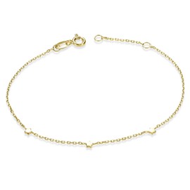 Materia Star Bracelet Gold for Women – 925 Silver Bracelet Gold-Plated Filigree 16.5 cm with 2 cm Extension Chain SA-99, Metal