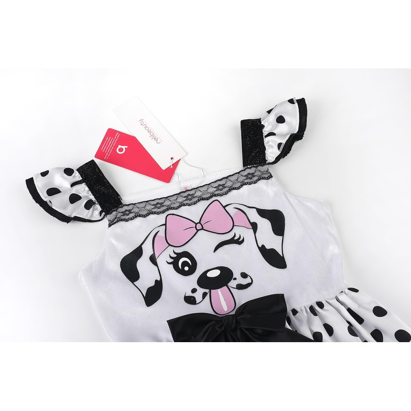 ReliBeauty Dalmatian Costume for Children, Girls, with Ears, Headband Tail,