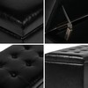 Joveco Storage Ottoman Bench Faux-Leather Rectangular Tufted Ottomans (Rectangular Black)