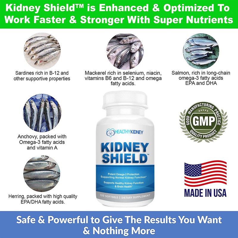 Kidney Shield Omega 3 Fish Oil Supplements - DHA EPA