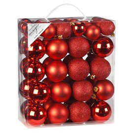 50 Christmas Tree Baubles 4 cm and 6 cm PVC Box (Red) // Christmas Baubles Tree Decoration Baubles Christmas Decoration Baubles