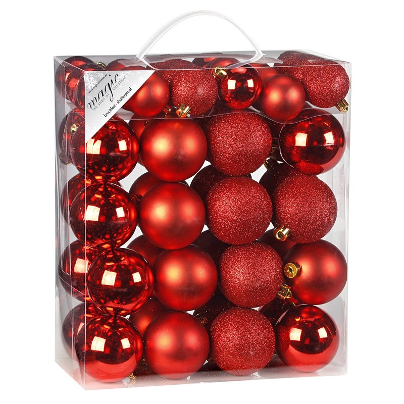 50 Christmas Tree Baubles 4 cm and 6 cm PVC