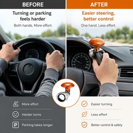 Steering Wheel Spinner Knob for Easier Turning – Foldable Bearing Handle for Cars, Trucks, Tractors and Utility Vehicles