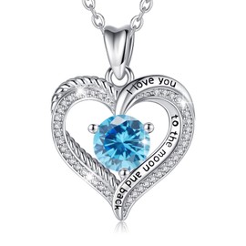 EUDORA Harmony Ball Heart Necklace Women's 925 Sterling Silver, Rose Gold Heart Chains Jewellery 12 Birthstone Pendant Necklace for Women Mother Daughter Gift for Wife Girls Mum Grandma Girlfriend,