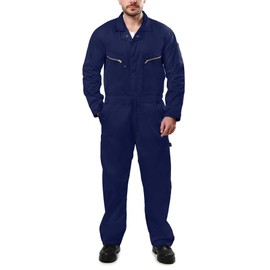 Kolossus Mens Long Sleeve Blended Coverall APPAREL with Zippered Frontal Pockets Navy Blue, Large