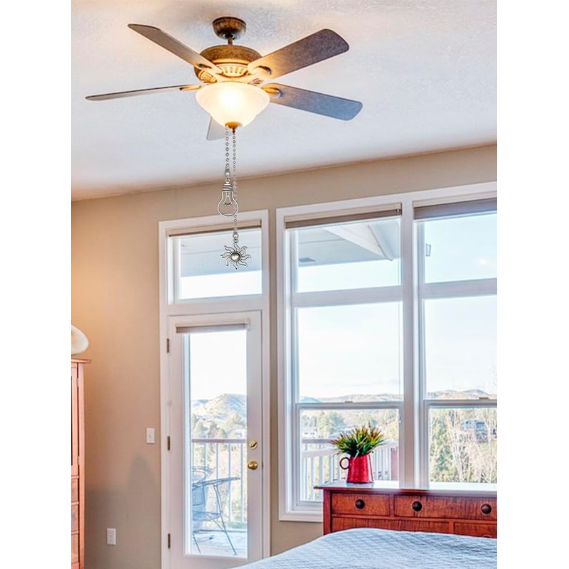 Aiyonoyia 4 Pack Ceiling Fan Pull Chain, 12 Inch Pull