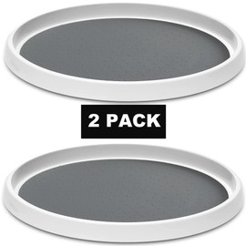 Set of 2, 12 Inch Non-Skid Lazy Susan Organizer, Pantry Lazy Susan Turntable for Cabinet, Kitchen Cabinet Organizer, Pantry Organization and Storage -White/Gray