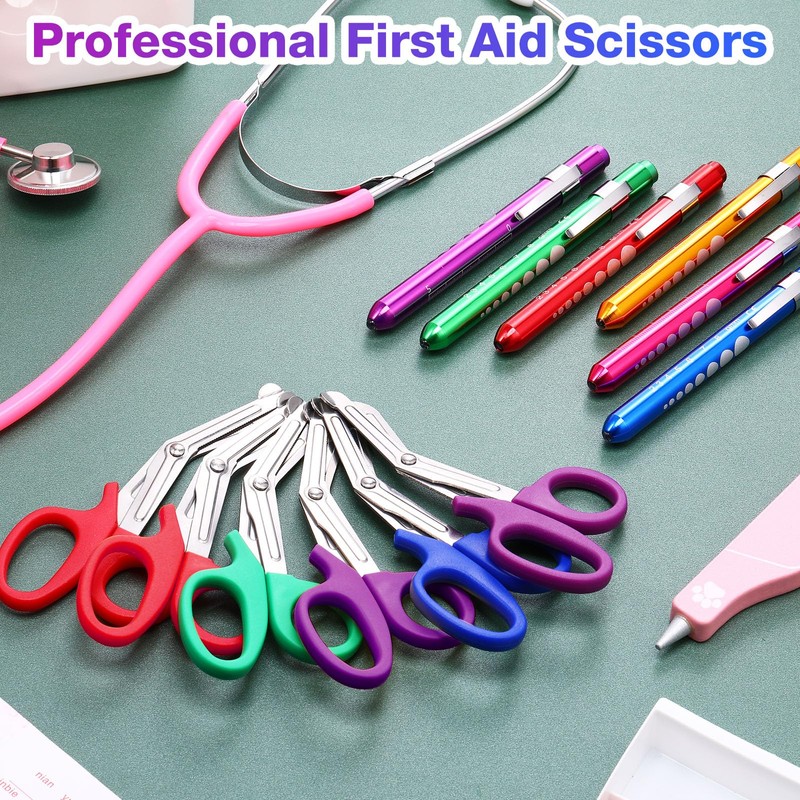 Chumia 48 Pack Trauma Shears and Pen Light for Nurses