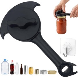 Jar Openers for Seniors, 5-in-1 Can Opener for for Seniors with Arthritis, Adjustable Three Claw Lid Opener with Non Slip Teeth & Ergonomic Handle, Kitchen Gadget Fits 1-3.5in Jars, Bottles & Cans